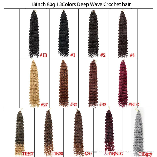 wholesale Deep Wave Crochet Hair Deep Wave Ombre Colored Crochet Ocean Wave Water Synthetic Braiding Hair